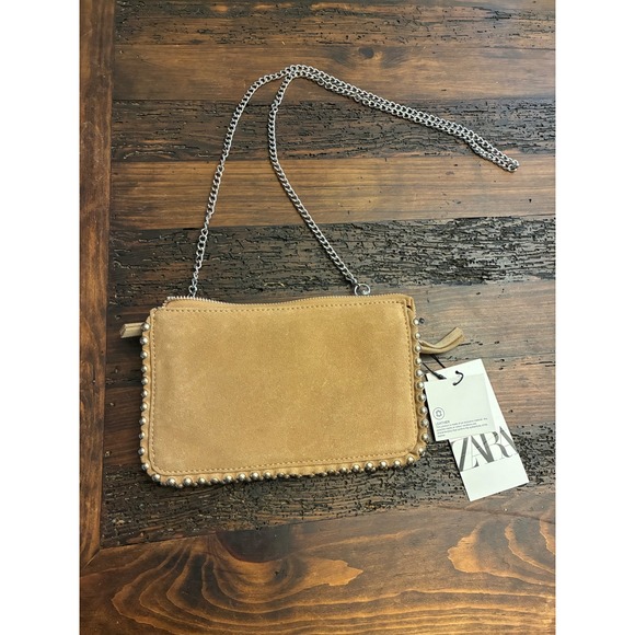 Zara Suede Studded Crossbody Purse NWT - Picture 2 of 3